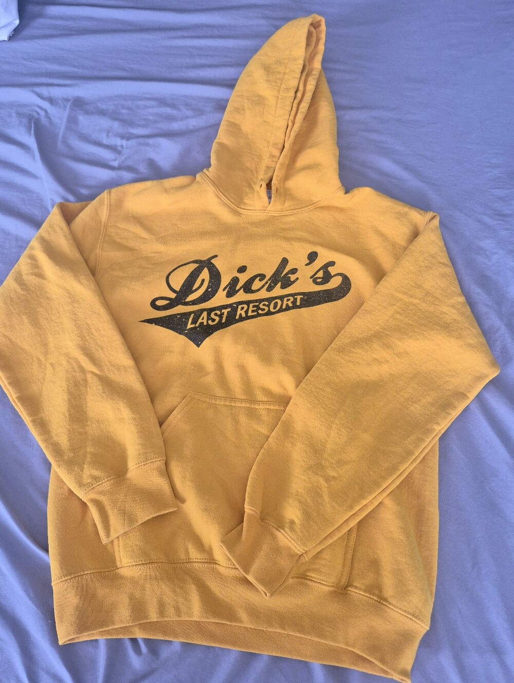 Dicks last resort bright yellow gildan men's small hoodie without hood string